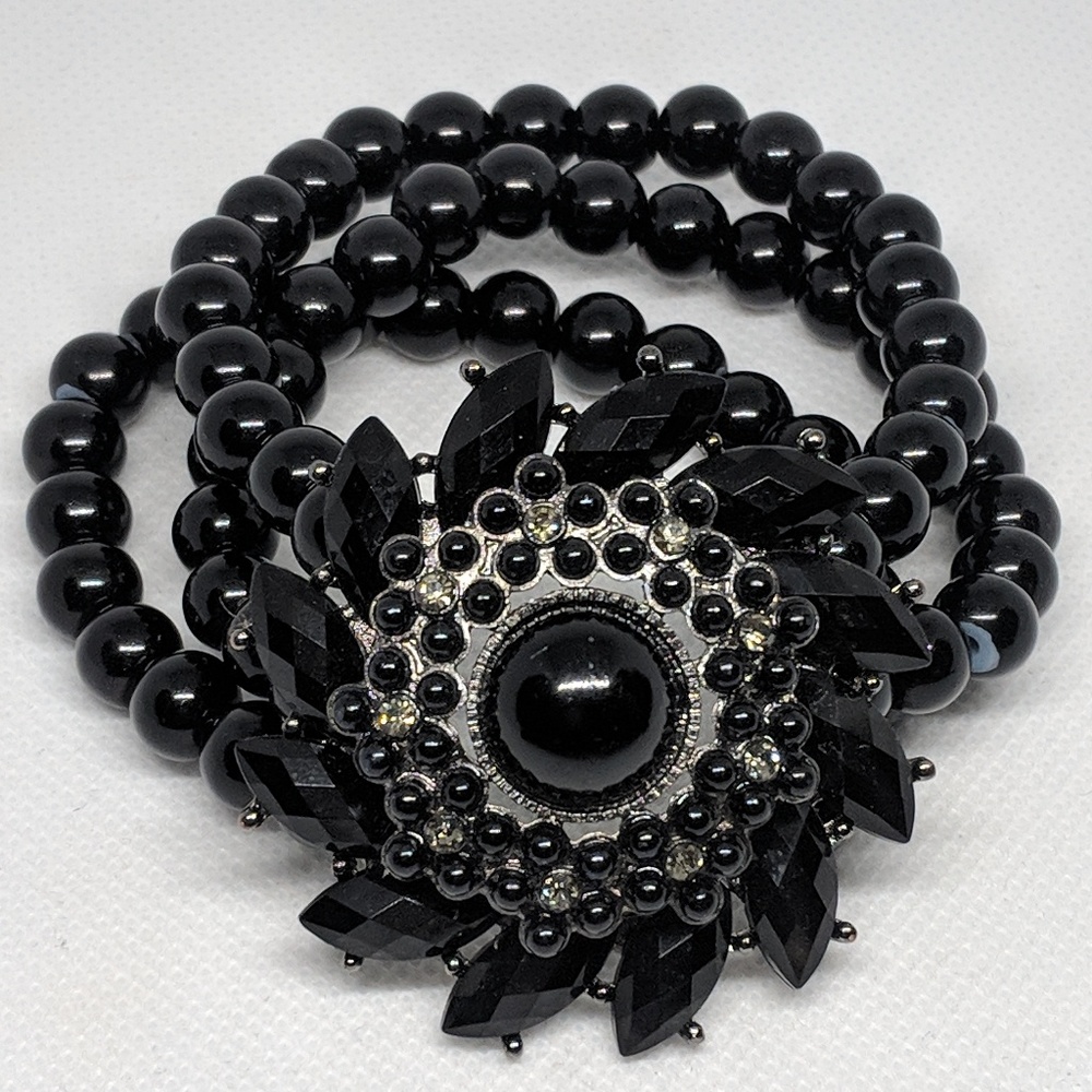 Black Stretch Statement Bracelet - image 1